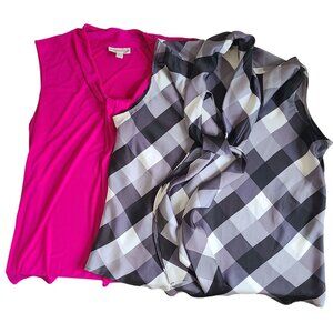 Dana Buchman & Nine West Women's Sleeveless Blouses Tunics Top Knot Tie Size L
